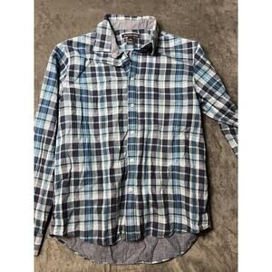 Michael Kors‎ Men Classic Fit Black White Plaid Long-Sleeve Button Shirt Size L